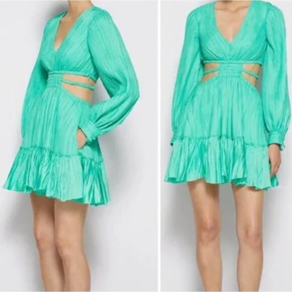 Jonathan Simkhai NEW Lyndyn $595 Kiwi Green Cut Out Dress Womens Size Small NWT - Picture 1 of 10